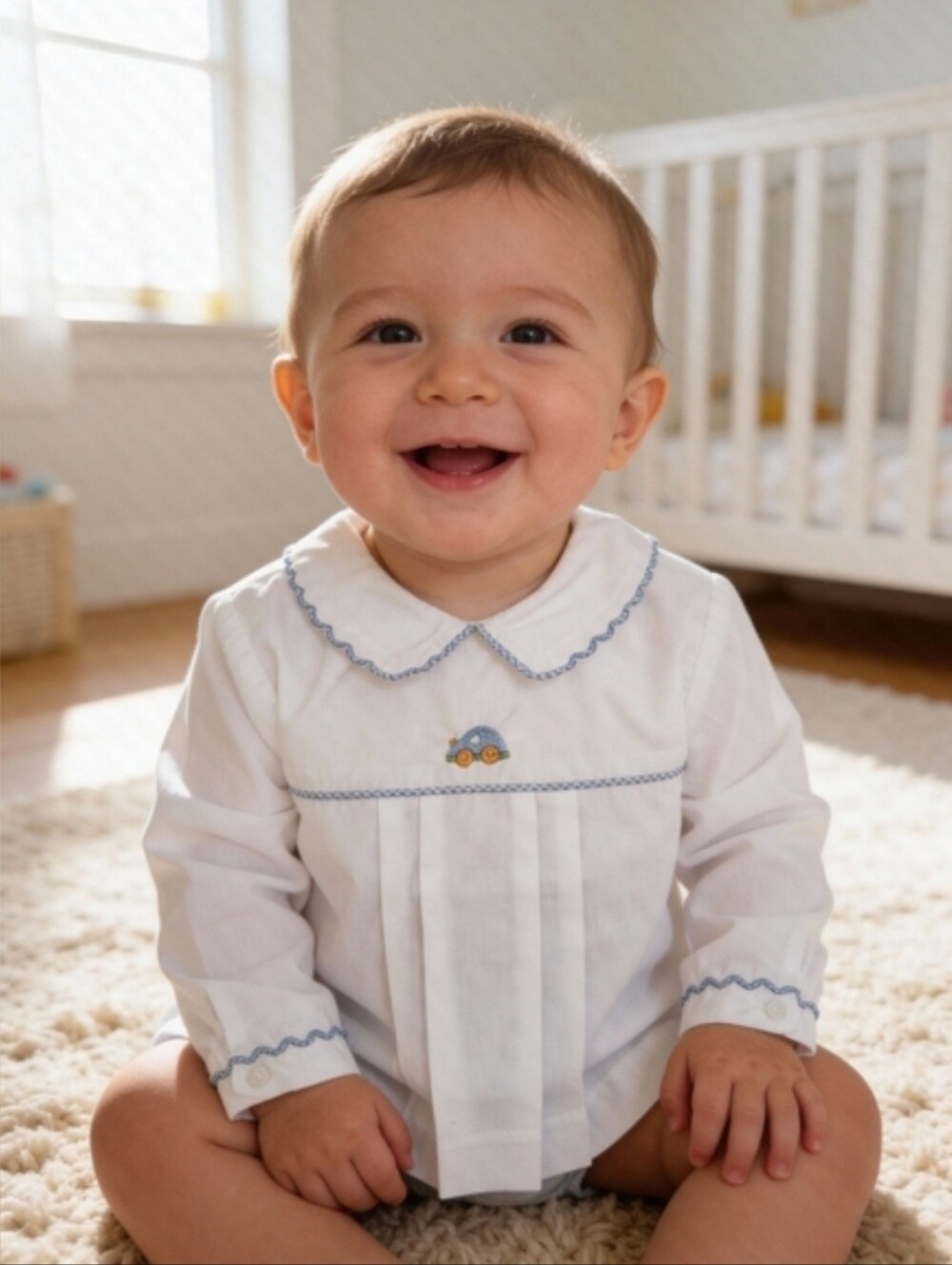 Petit Ami Embroidered Delicate Car Diaper Matching Set